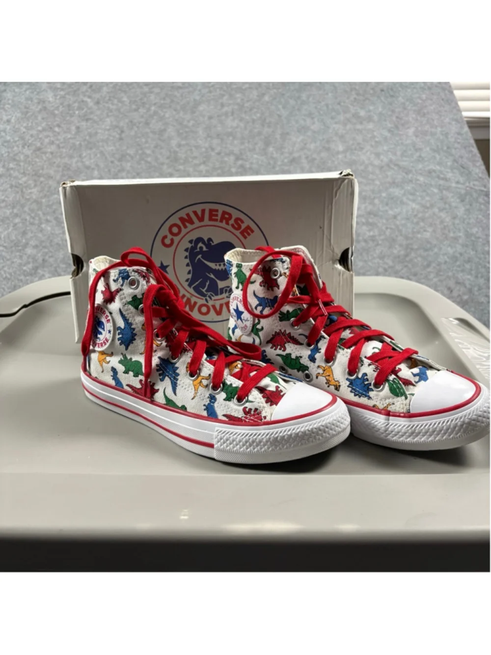 Converse Dinoverse Dino Print High Top Sneakers Kids 4 Jurassic Y2K Skater